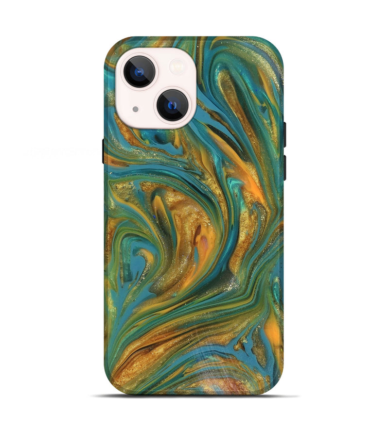 iPhone 13 ResinArt Live Edge Phone Case - Andy (Teal & Gold, 816250)