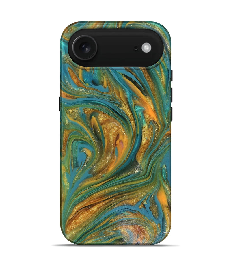 iPhone 17 Air ResinArt Live Edge Phone Case - Andy (Teal & Gold, 816250)