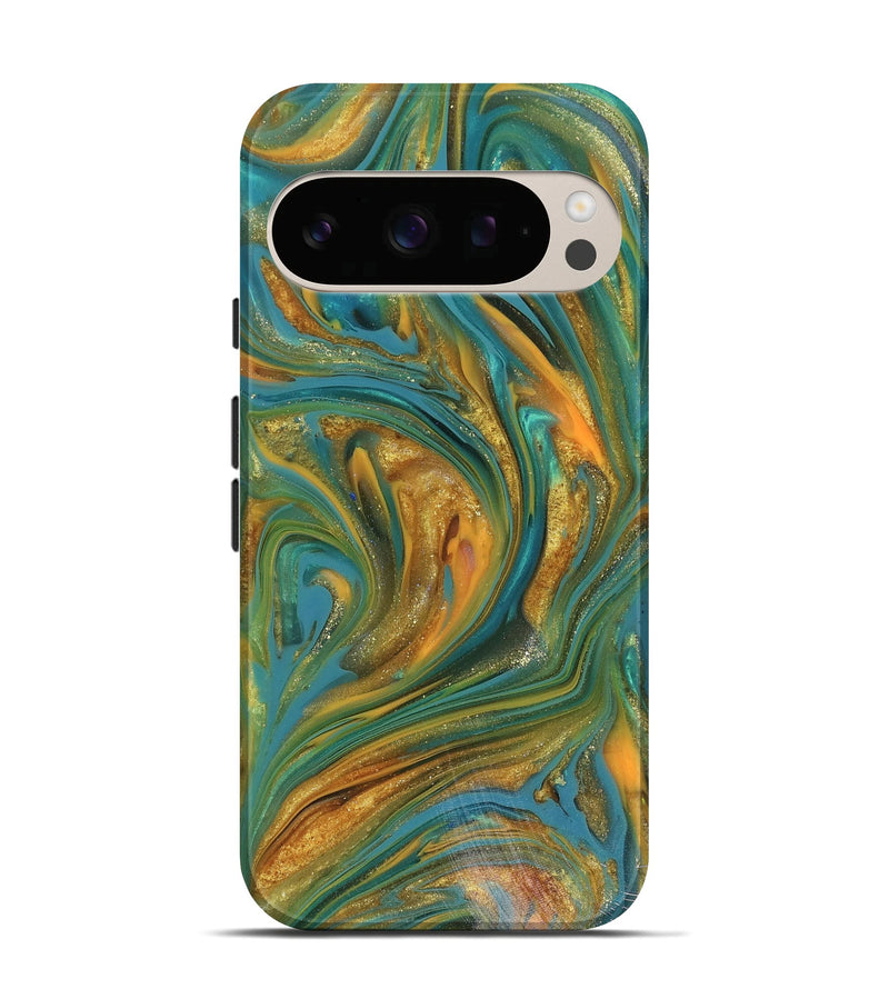 Pixel 10 ResinArt Live Edge Phone Case - Andy (Teal & Gold, 816250)