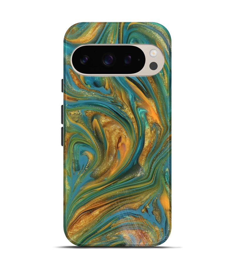 Pixel 9 ResinArt Live Edge Phone Case - Andy (Teal & Gold, 816250)