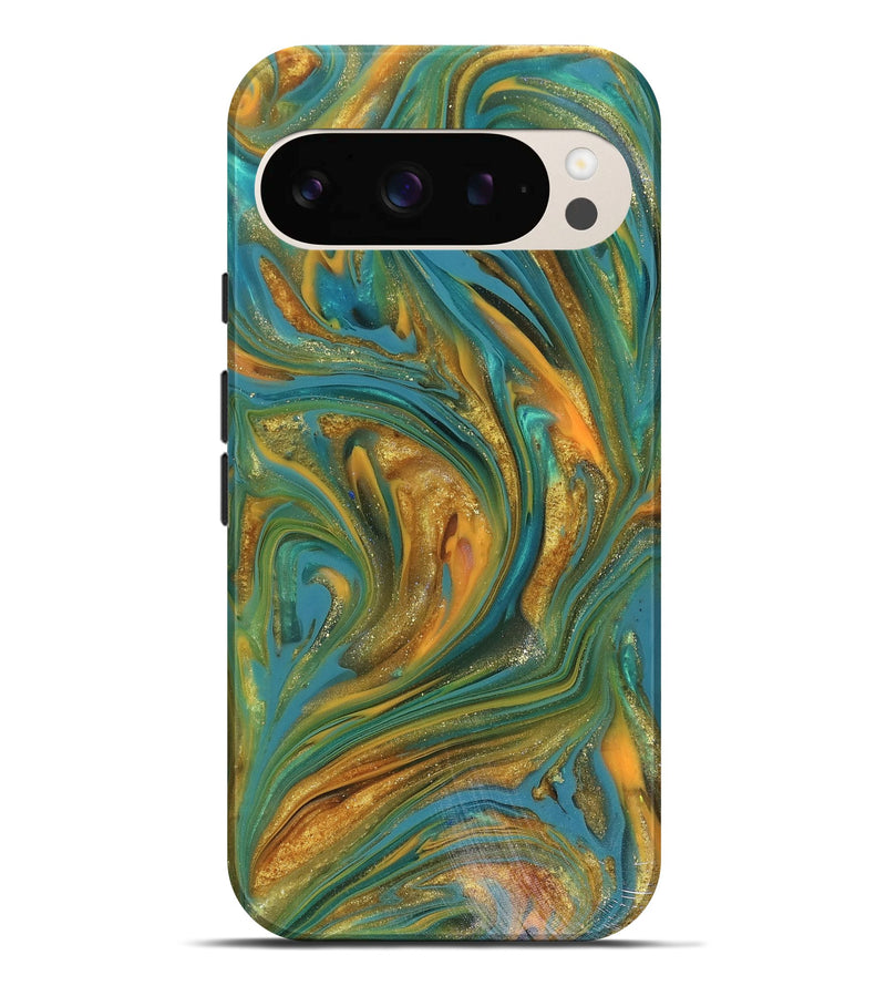 Pixel 9 Pro XL ResinArt Live Edge Phone Case - Andy (Teal & Gold, 816250)