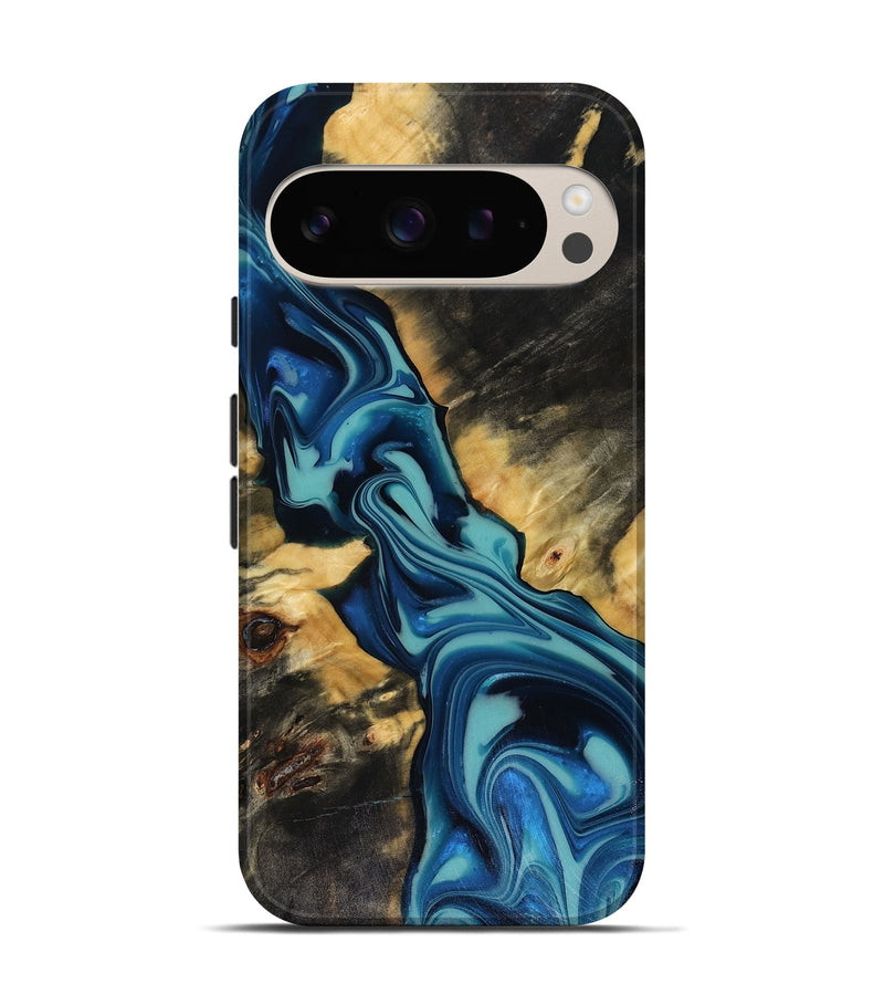 Pixel 9 Wood Live Edge Phone Case - Docia (Blue, 816251)