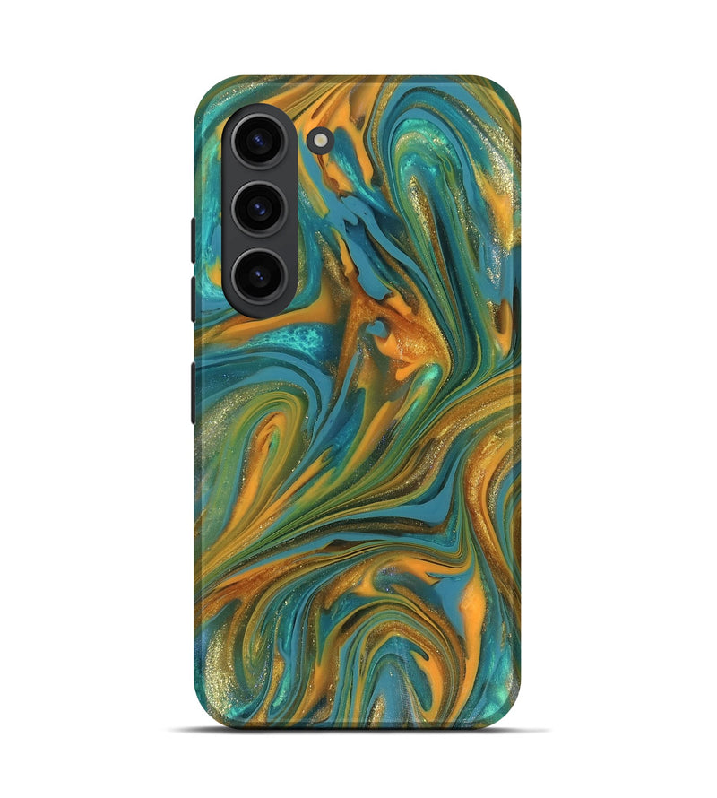 Galaxy S23 ResinArt Live Edge Phone Case - Roxie (Teal & Gold, 816256)