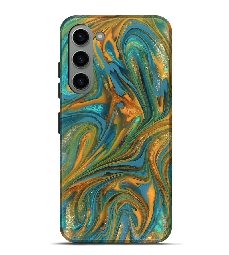 Galaxy S23 Plus ResinArt Live Edge Phone Case - Roxie (Teal & Gold, 816256)