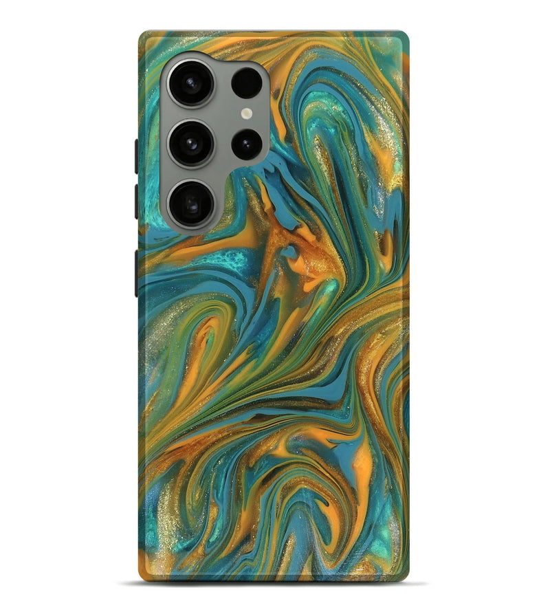 Galaxy S24 Ultra ResinArt Live Edge Phone Case - Roxie (Teal & Gold, 816256)