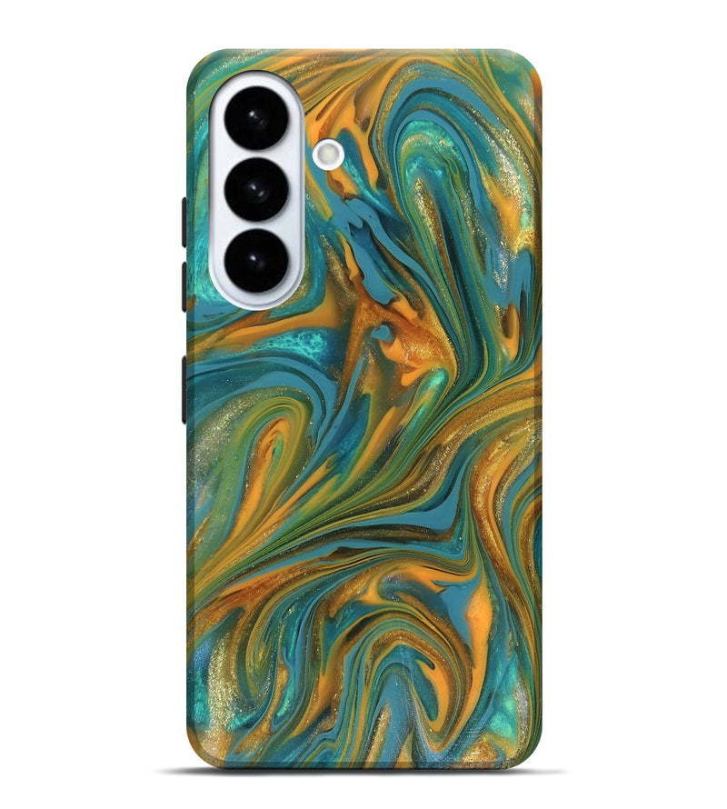 Galaxy S26 Plus ResinArt Live Edge Phone Case - Roxie (Teal & Gold, 816256)