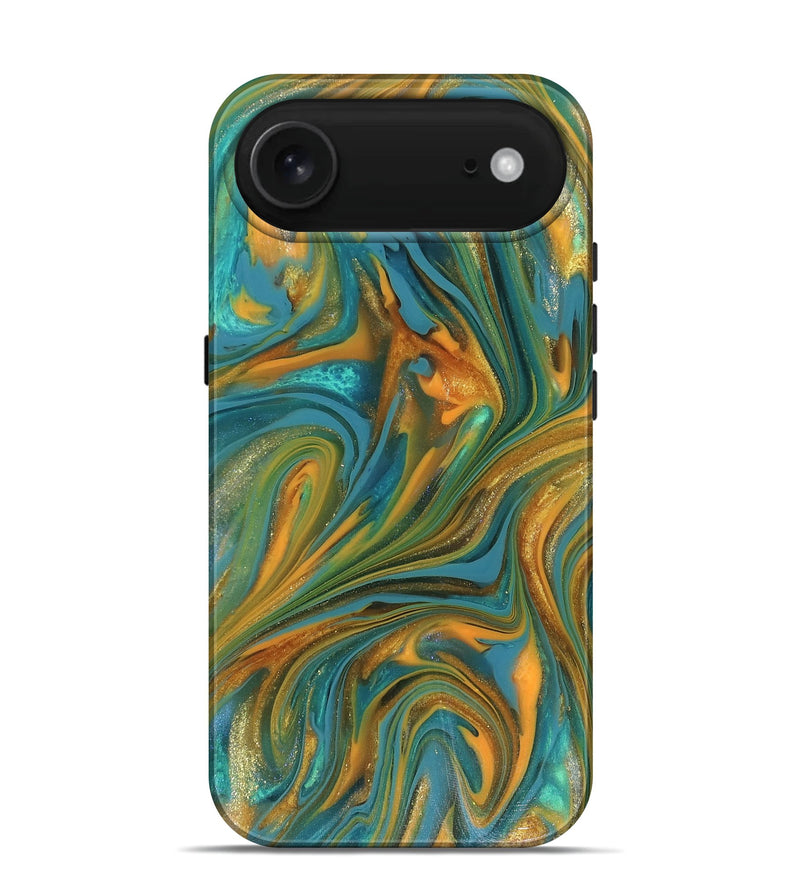 iPhone 17 Air ResinArt Live Edge Phone Case - Roxie (Teal & Gold, 816256)