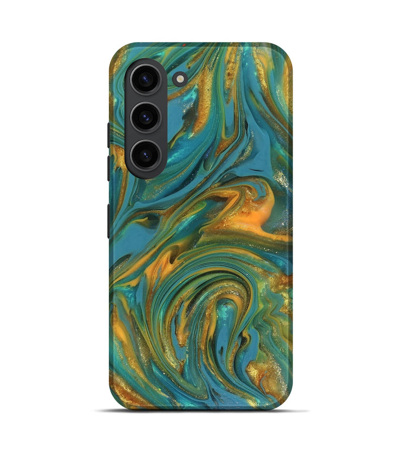 Galaxy S23 ResinArt Live Edge Phone Case - Mitchel (Teal & Gold, 816258)