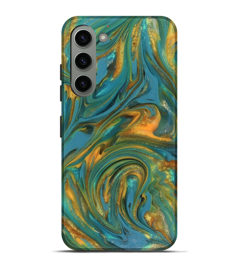 Galaxy S23 Plus ResinArt Live Edge Phone Case - Mitchel (Teal & Gold, 816258)