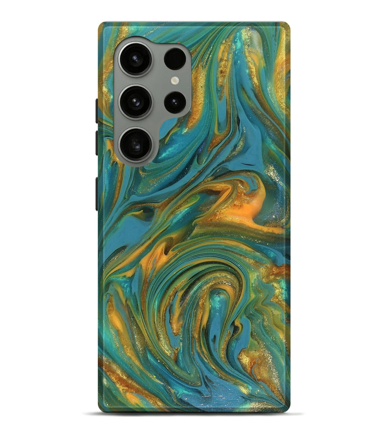 Galaxy S24 Ultra ResinArt Live Edge Phone Case - Mitchel (Teal & Gold, 816258)