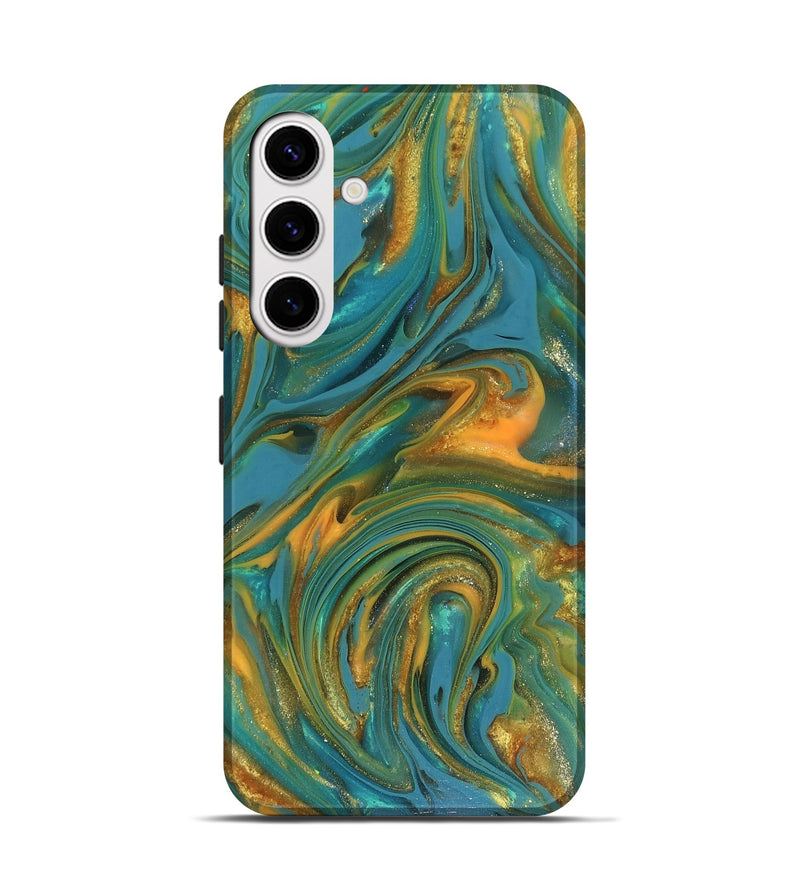 Galaxy S25 ResinArt Live Edge Phone Case - Mitchel (Teal & Gold, 816258)