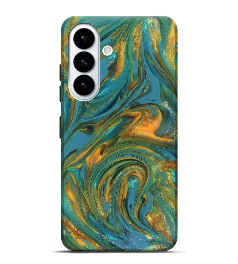 Galaxy S26 Plus ResinArt Live Edge Phone Case - Mitchel (Teal & Gold, 816258)
