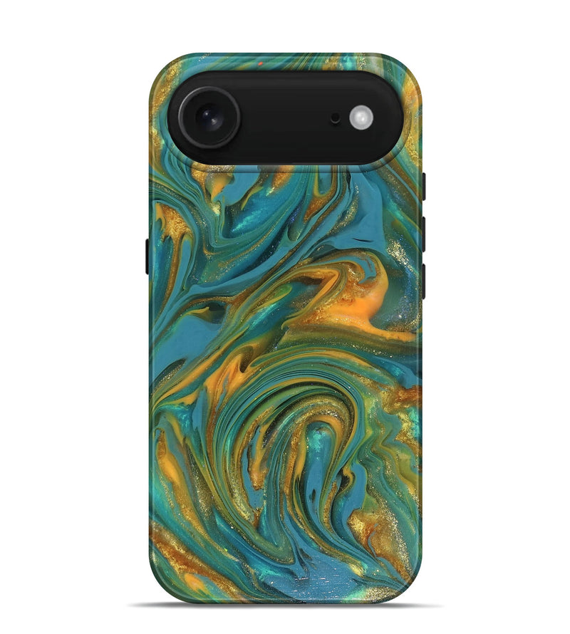 iPhone 17 Air ResinArt Live Edge Phone Case - Mitchel (Teal & Gold, 816258)
