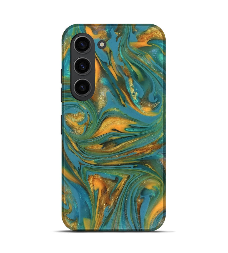 Galaxy S23 ResinArt Live Edge Phone Case - Jaren (Teal & Gold, 816259)