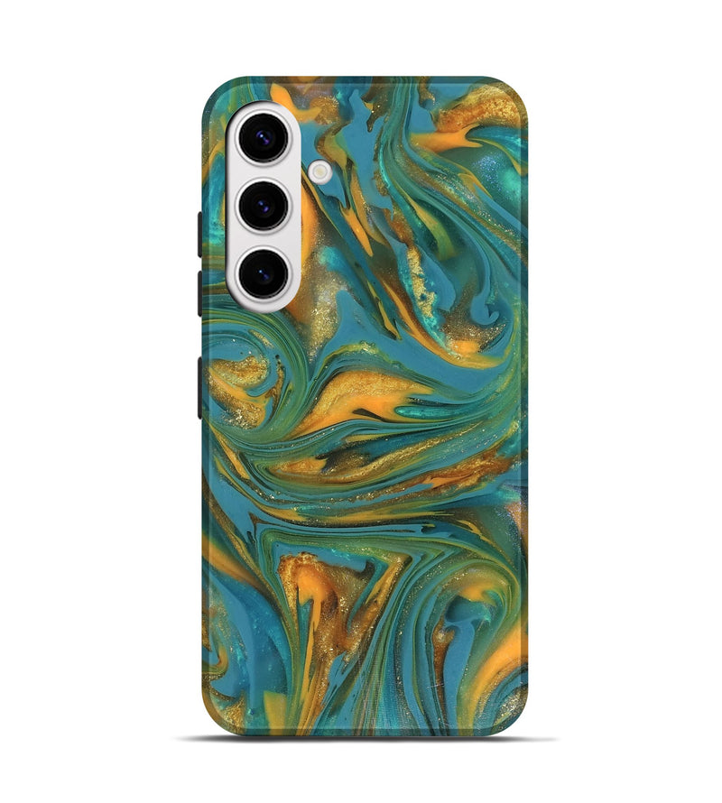 Galaxy S25 ResinArt Live Edge Phone Case - Jaren (Teal & Gold, 816259)