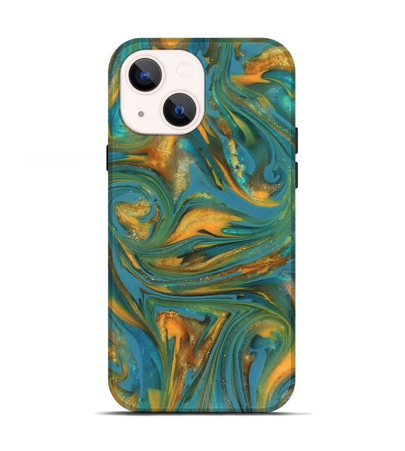iPhone 13 ResinArt Live Edge Phone Case - Jaren (Teal & Gold, 816259)
