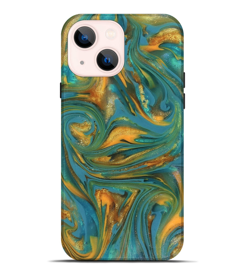 iPhone 14 Plus ResinArt Live Edge Phone Case - Jaren (Teal & Gold, 816259)