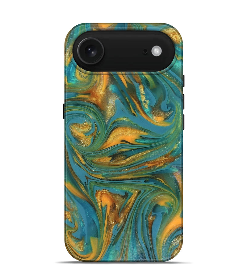 iPhone 17 Air ResinArt Live Edge Phone Case - Jaren (Teal & Gold, 816259)