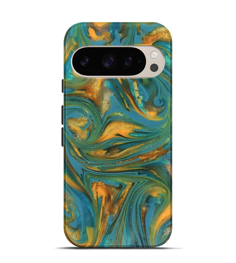 Pixel 10 ResinArt Live Edge Phone Case - Jaren (Teal & Gold, 816259)