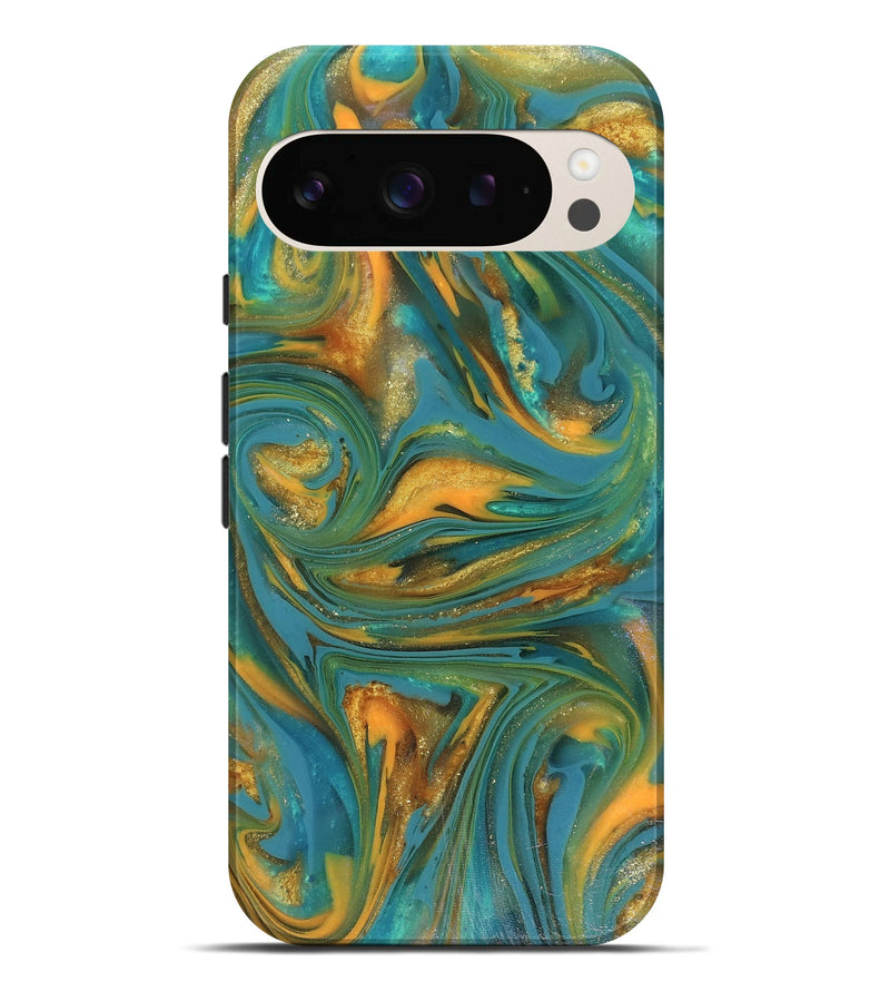 Pixel 9 Pro XL ResinArt Live Edge Phone Case - Jaren (Teal & Gold, 816259)