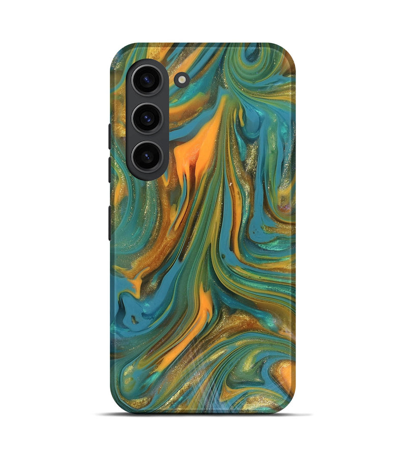 Galaxy S23 ResinArt Live Edge Phone Case - Karley (Teal & Gold, 816260)