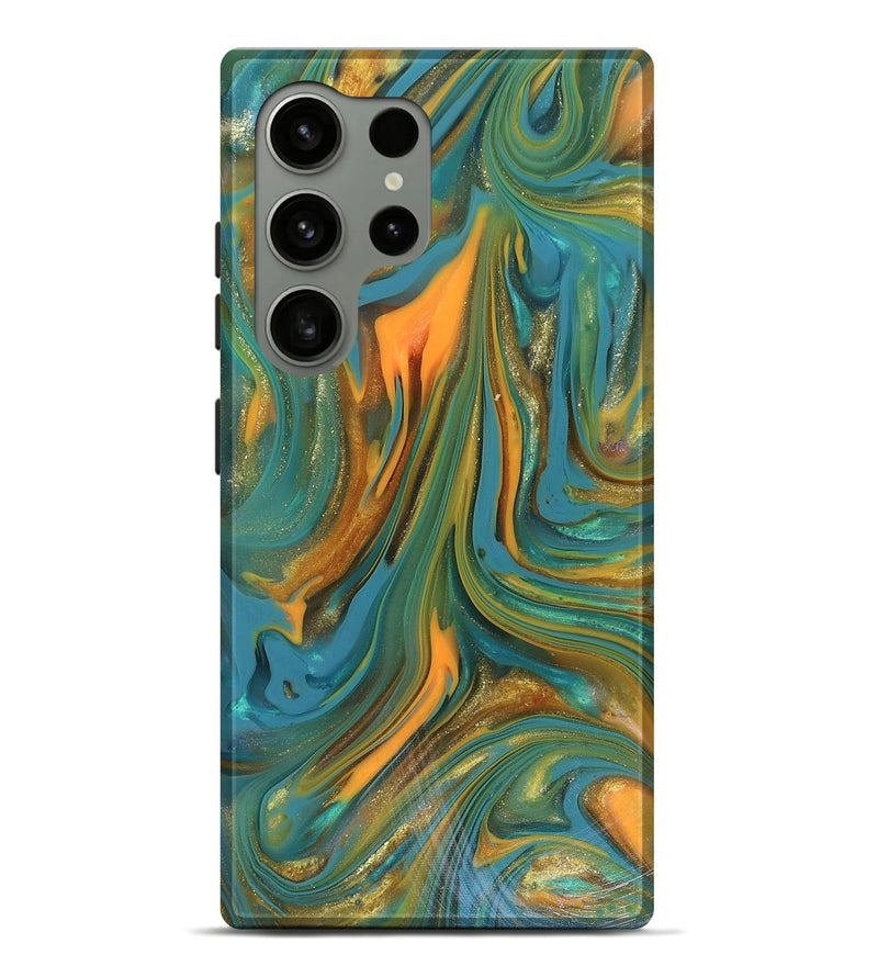 Galaxy S24 Ultra ResinArt Live Edge Phone Case - Karley (Teal & Gold, 816260)