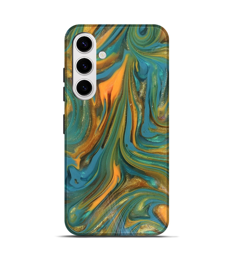 Galaxy S25 ResinArt Live Edge Phone Case - Karley (Teal & Gold, 816260)