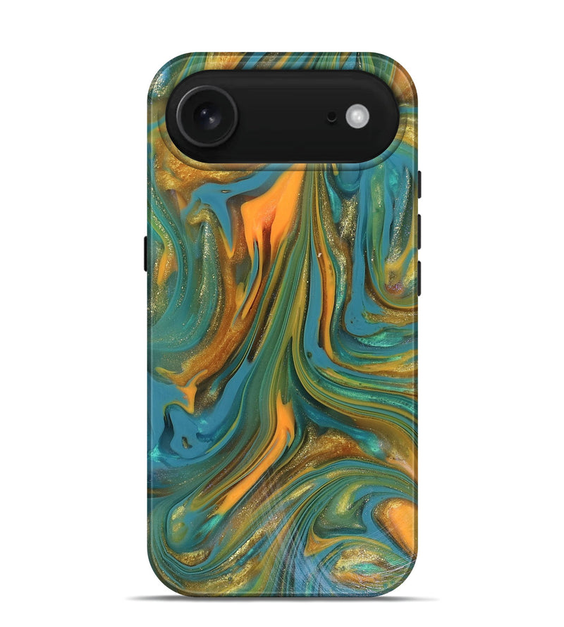 iPhone 17 Air ResinArt Live Edge Phone Case - Karley (Teal & Gold, 816260)