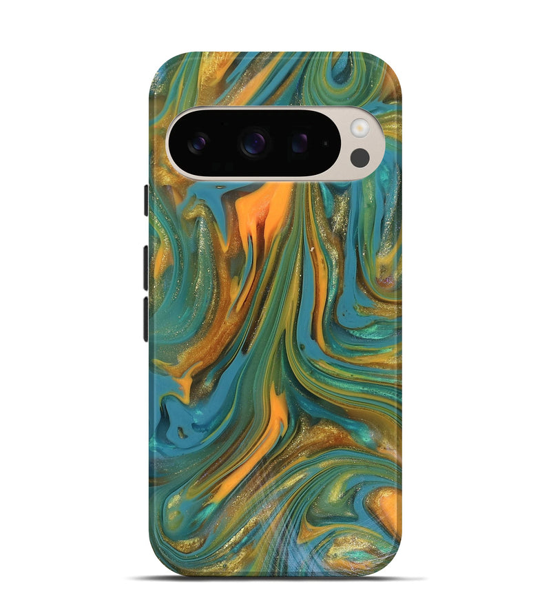 Pixel 10 Pro ResinArt Live Edge Phone Case - Karley (Teal & Gold, 816260)