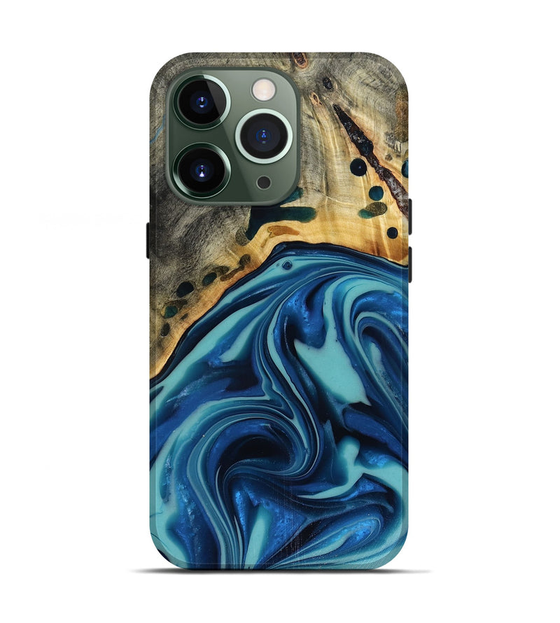 iPhone 13 Pro Wood Live Edge Phone Case - Opal (Blue, 816262)