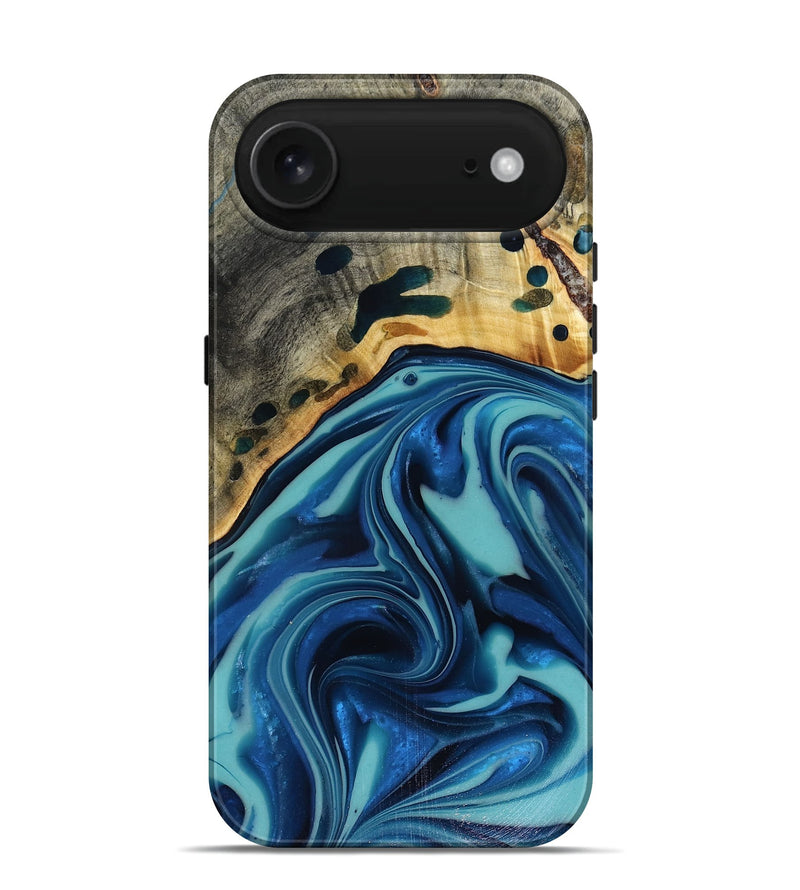 iPhone 17 Air Wood Live Edge Phone Case - Opal (Blue, 816262)