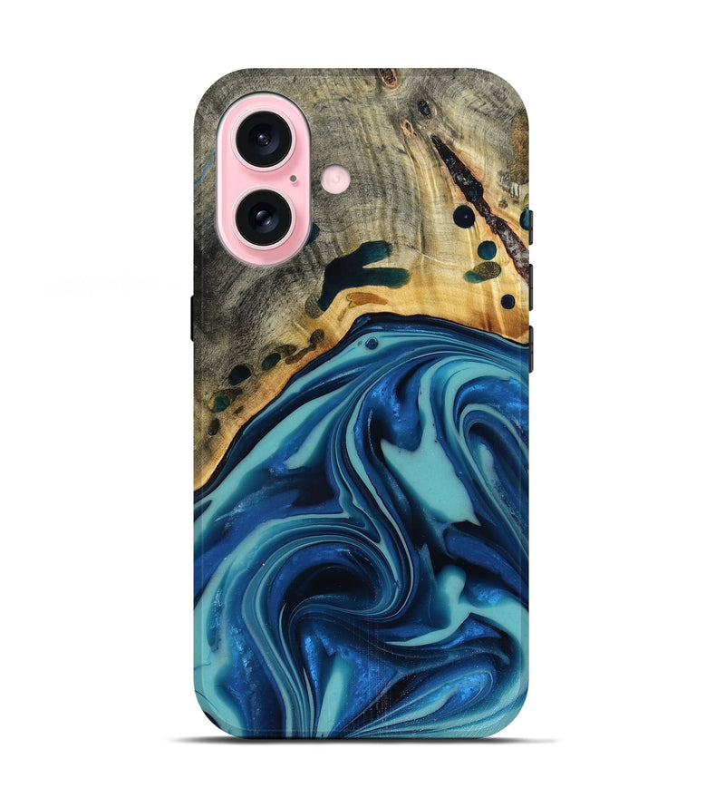 iPhone 17 Wood Live Edge Phone Case - Opal (Blue, 816262)