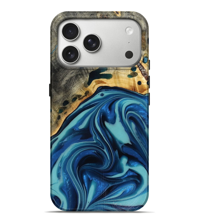 iPhone 17 Pro Max Wood Live Edge Phone Case - Opal (Blue, 816262)