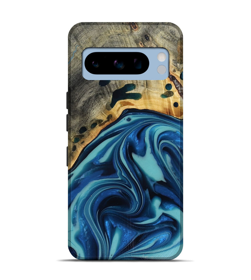 Pixel 8 Pro Wood Live Edge Phone Case - Opal (Blue, 816262)