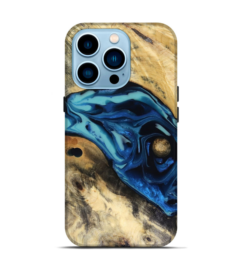 iPhone 14 Pro Wood Live Edge Phone Case - Hendrix (Blue, 816263)