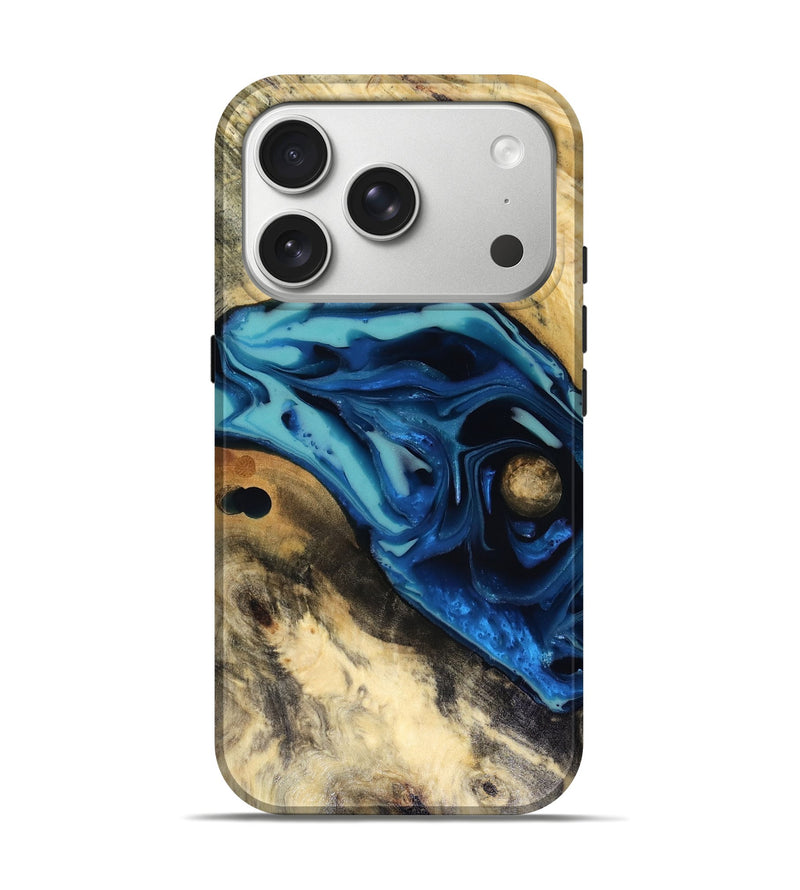 iPhone 17 Pro Wood Live Edge Phone Case - Hendrix (Blue, 816263)