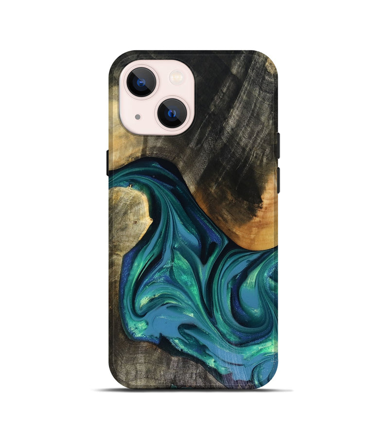 iPhone 13 mini Wood Live Edge Phone Case - Cayden (Green, 816264)