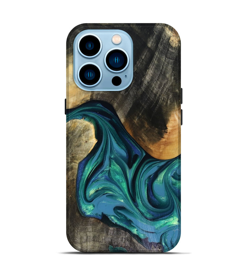 iPhone 14 Pro Wood Live Edge Phone Case - Cayden (Green, 816264)