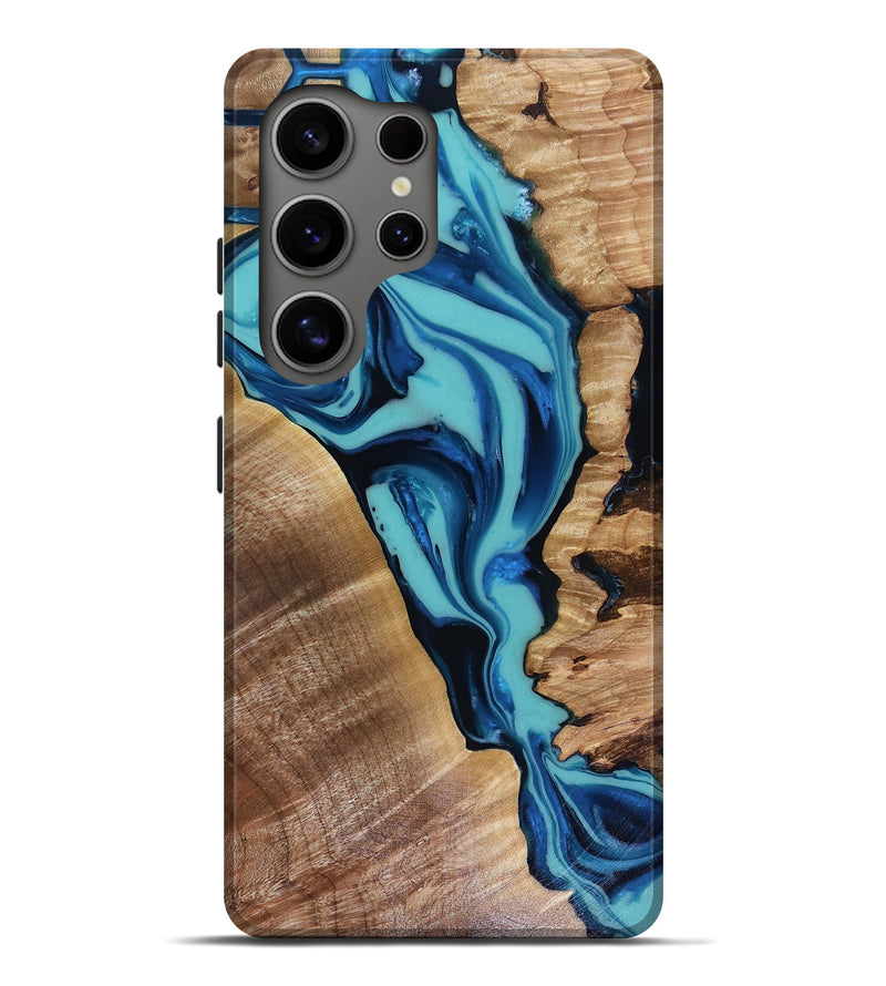 Galaxy S25 Ultra Wood Live Edge Phone Case - Doretha (Blue, 816266)