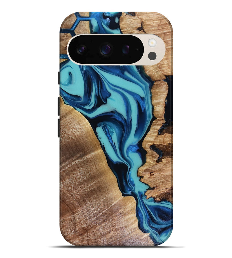 Pixel 10 Pro XL Wood Live Edge Phone Case - Doretha (Blue, 816266)