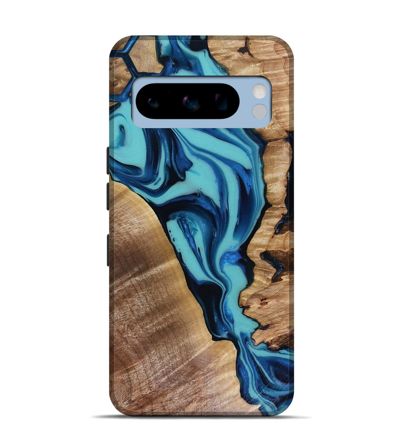 Pixel 8 Pro Wood Live Edge Phone Case - Doretha (Blue, 816266)