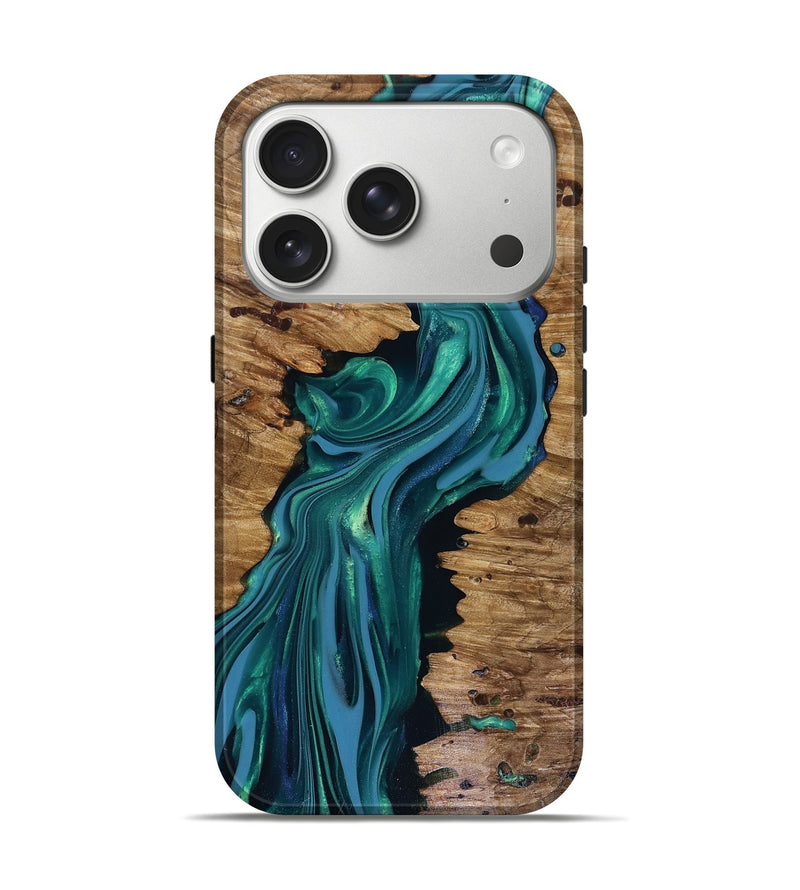 iPhone 17 Pro Wood Live Edge Phone Case - Karli (Green, 816267)