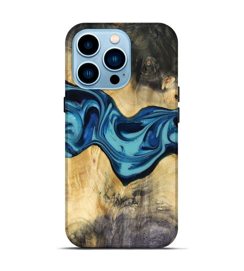 iPhone 14 Pro Wood Live Edge Phone Case - Asa (Blue, 816270)