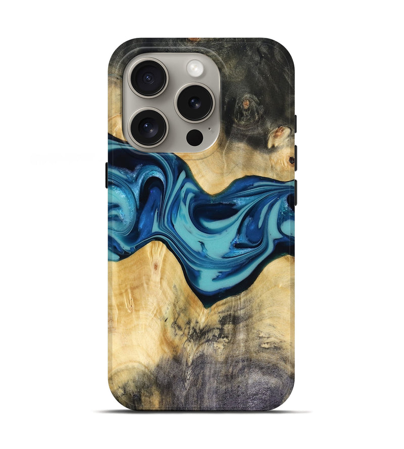 iPhone 16 Pro Wood Live Edge Phone Case - Asa (Blue, 816270)