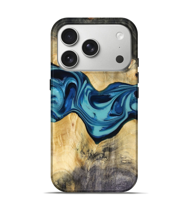 iPhone 17 Pro Wood Live Edge Phone Case - Asa (Blue, 816270)