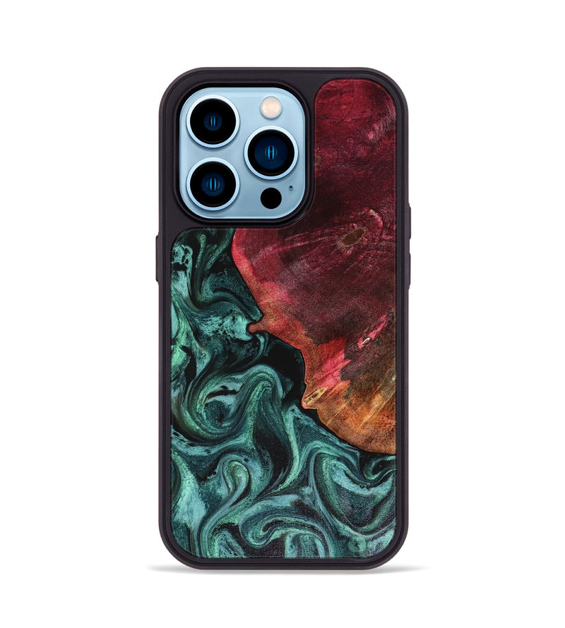 iPhone 14 Pro Wood Phone Case - Dinah (Green, 816282)