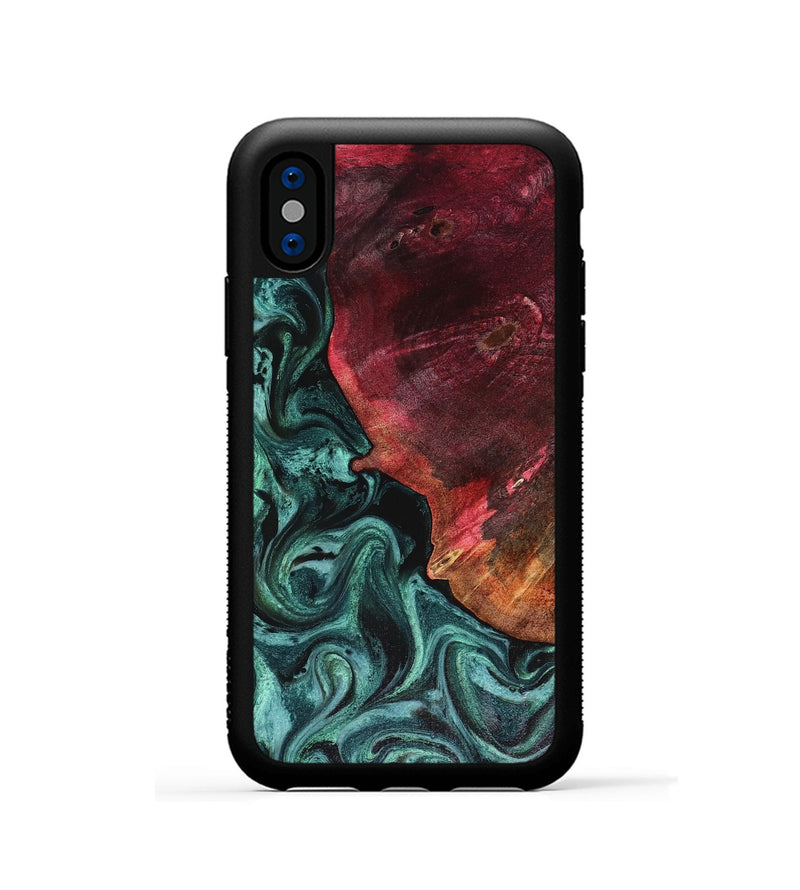 iPhone Xs Wood Phone Case - Dinah (Green, 816282)