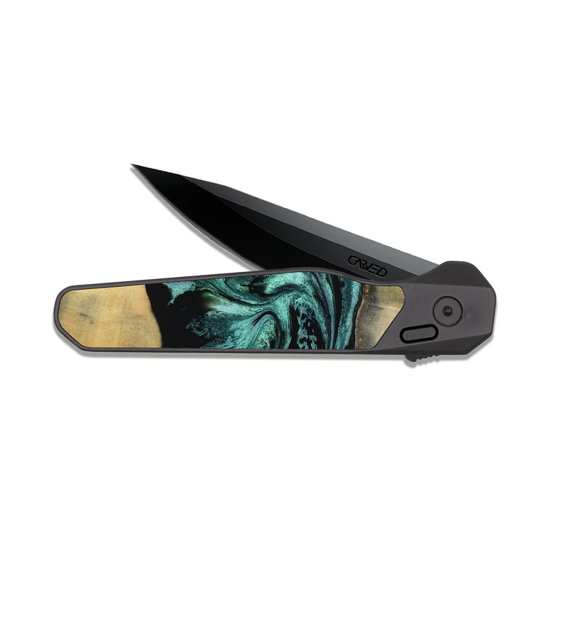EDC Dark Slate Wood Pocket Knife - Dara (Green, 816286)