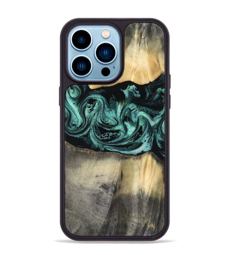 iPhone 14 Pro Max Wood Phone Case - Dara (Green, 816286)