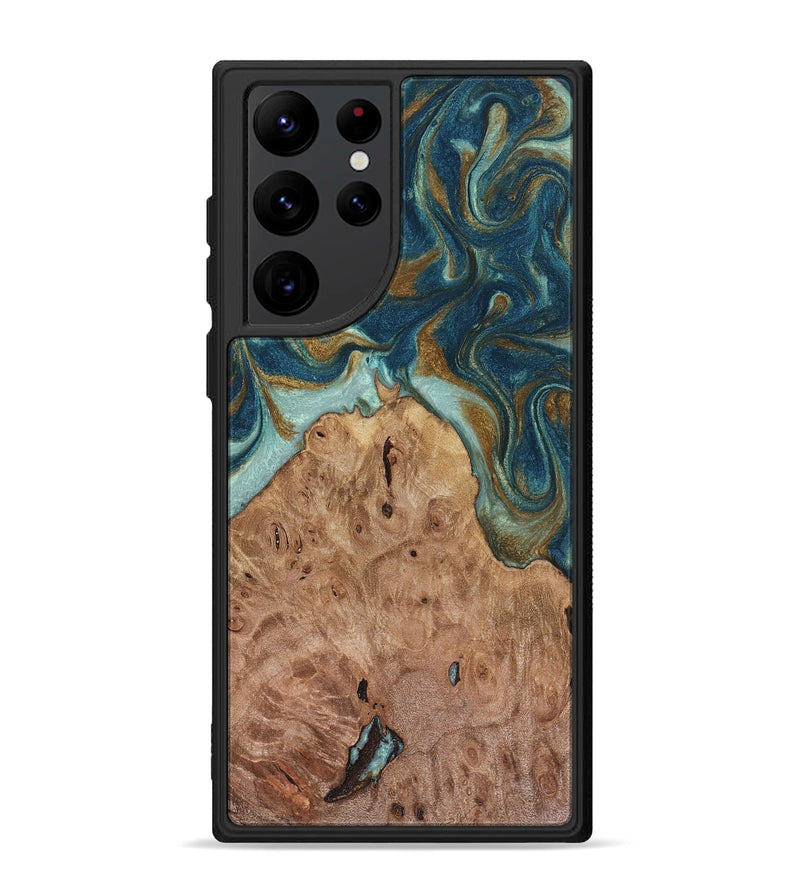 Galaxy S22 Ultra Wood Phone Case - Wiley (Teal & Gold, 816289)